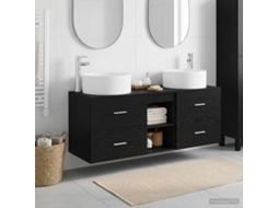 Vidaxl Conjunto De Móveis Para Banheiro 3 Unid. Preto