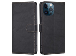 Capa Para Iphone 15 Pro Pele Sintética Magnética Preto