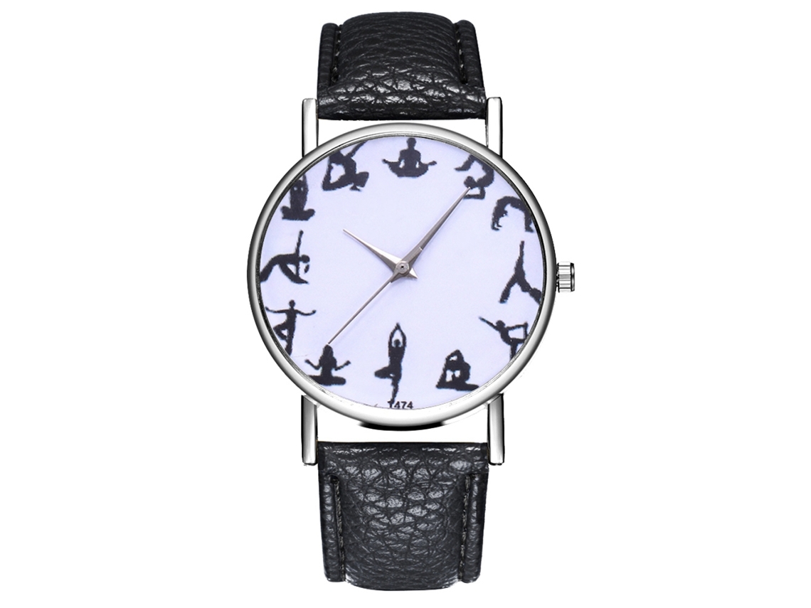 Relógio de pulso Zhoulianfa, modelo feminino e masculino, analógico, de quartzo, com pulseira de couro preta.