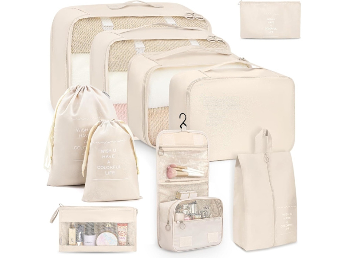 Conjunto de 10 Peças para Organização Viagem, Incluindo Cubos Organizadores de Bagagem e Bolsas Armazenamento BRILVIBERA