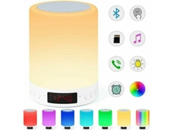 KOFIHETY Altifalante Bluetooth, Luz Noturna Com Sensor De Toque, Rádio Fm E Despertador, Lâmpada Rgb Com 7 Cores Ajustáveis, Portátil, Ideal Para Presente