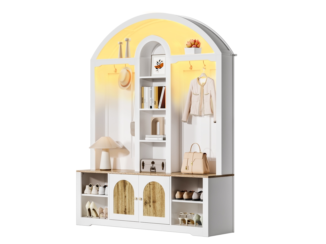 Armário Multifuncional Para Quarto/entrada Com Sapateira, Prateleiras E Ganchos. Guarda-roupa De Mdf Resistente, Design Moderno E Espaço Prático.
