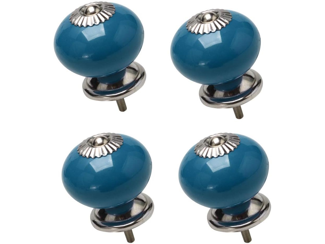 Conjunto De 4 Puxadores Cerâmica Estilo Vintage Para Gavetas, Armários, Guarda Roupas E Cômodas