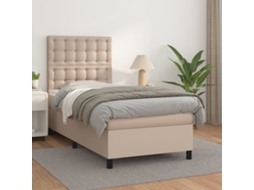 Vidaxl Cama Com Molas/colchão 90x200 Cm Couro Artificial Cappuccino