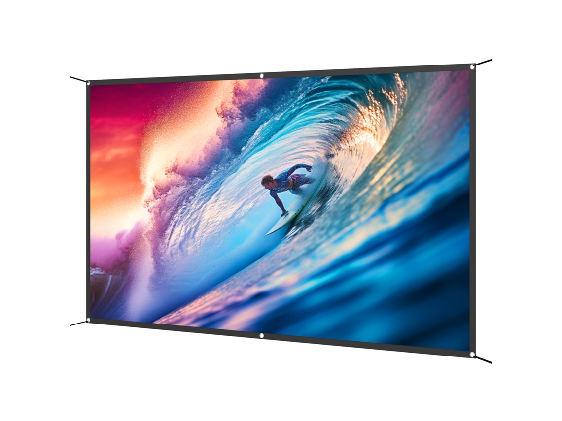 Tela de projeção manual 100 polegadas 16:9 HD 4K/8K, uso interno/externo, branco | S/MARCA