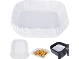 Papel Manteiga Para Fritadeira A Ar, 50 Unidades De Folhas Descartáveis ​​quadradas, Antiaderentes Ar (branco)