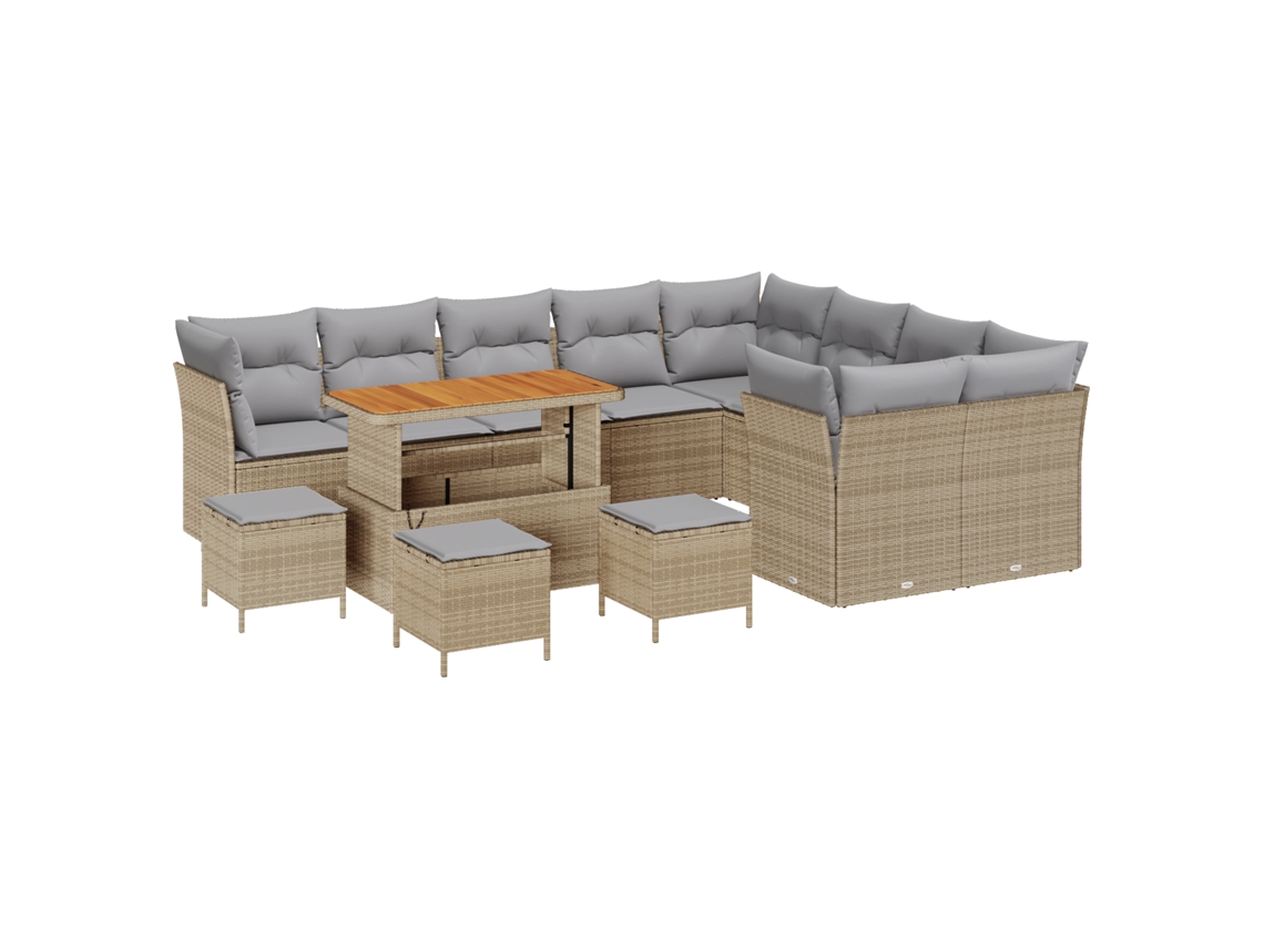 Conjunto 13 Sofá De Jardim Vidaxl Bege Vime Pe (110 X 55 X 71 Cm)