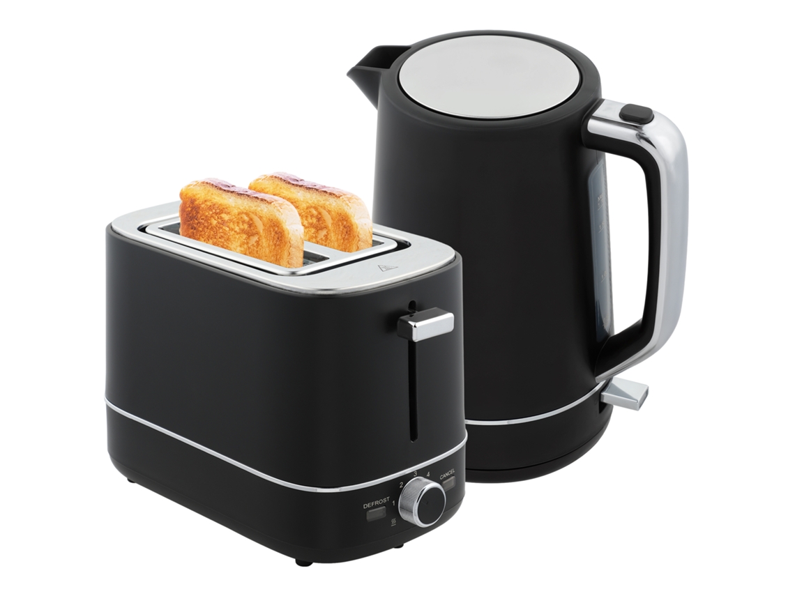 Conjunto de Chaleira e Torradeira, 1,7L, 6 Níveis de Douramento, Aço Preto | S/MARCA