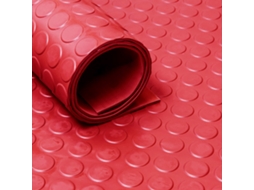 Tapete de borracha em rolo Vermelho - Tachas 3mm - 120cm de largura