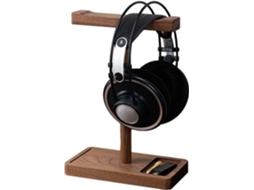 Suporte Para Fones De Ouvido Generico Em Madeira Nogueira – 20x 10cm Com Base Compatível O Organizador Mesa Max Elegant