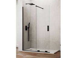 Divisória De Duche Frontal 1+1 Cirene (kenna) Walk-in 180 Cm Perfil Preto