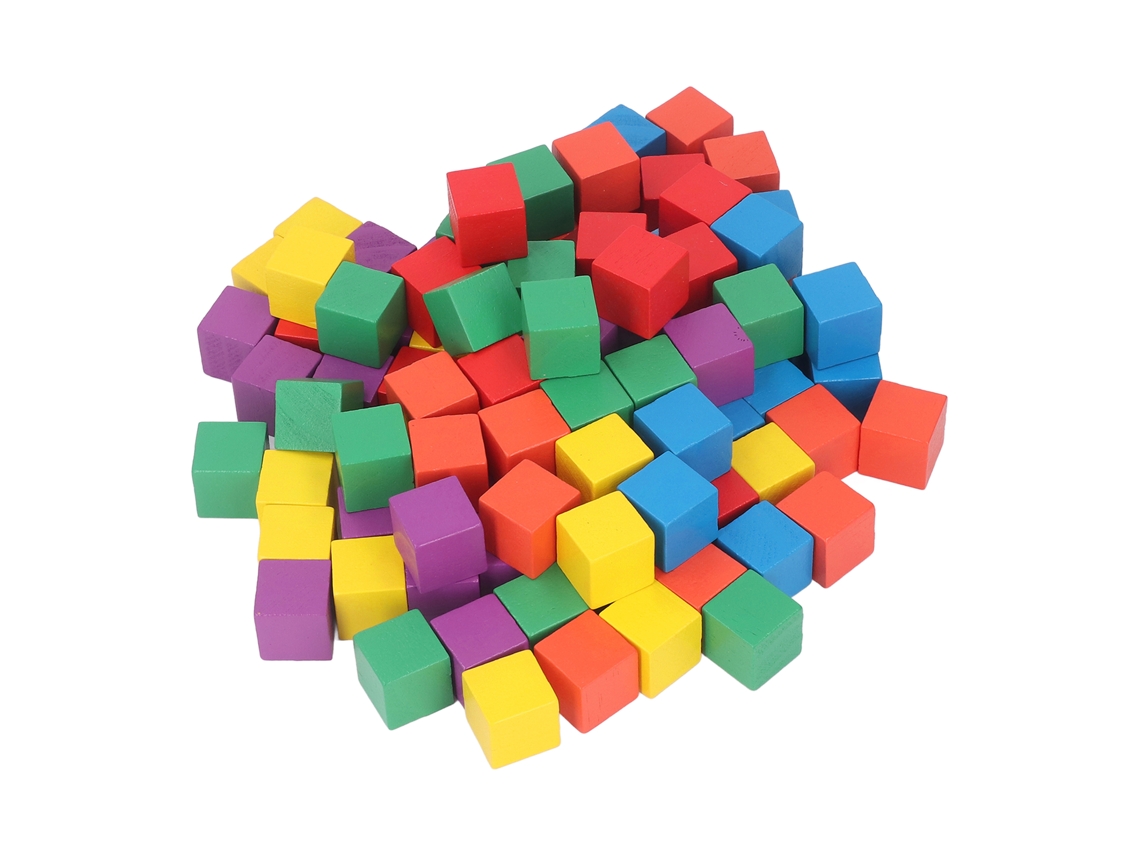 Mali 100 Blocos de Construção de Madeira Coloridos para Crianças Brinquedo Educativo Empilhamento