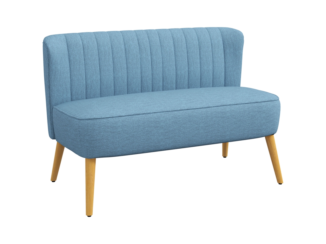 Estofado Macio Easy care Até 220 Quilogramas Sofá 2 Lugares Azul 117x56,5x77 Centímetros