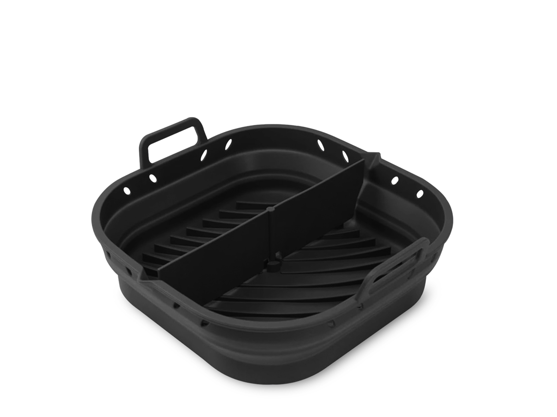 Molde Duplo Silicone, Retangular, Com Alças, Especial Para Air Fryer 22x23 Cms. Comida Grau.