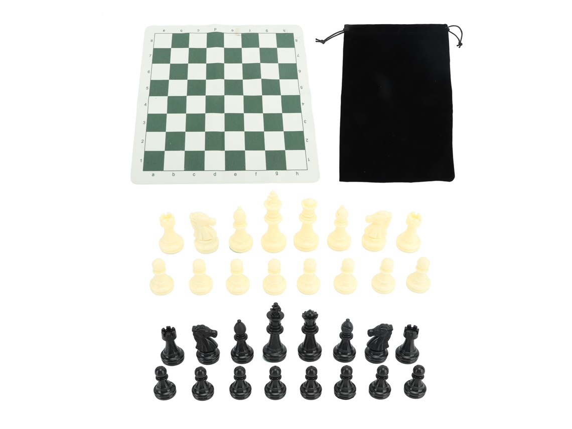 Set De Xadrez Portátil Com Tabuleiro De Couro Pu E 32 Peças Com Bolsa De Armazenamento Para Viagem