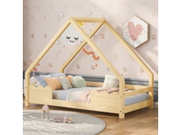 Cama Elevada 90x200 Madeira Sólida Grades Naturais Proteção
