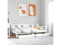 Sofá cama con cajones 90x200cm Madera Maciza de Pino Blanco