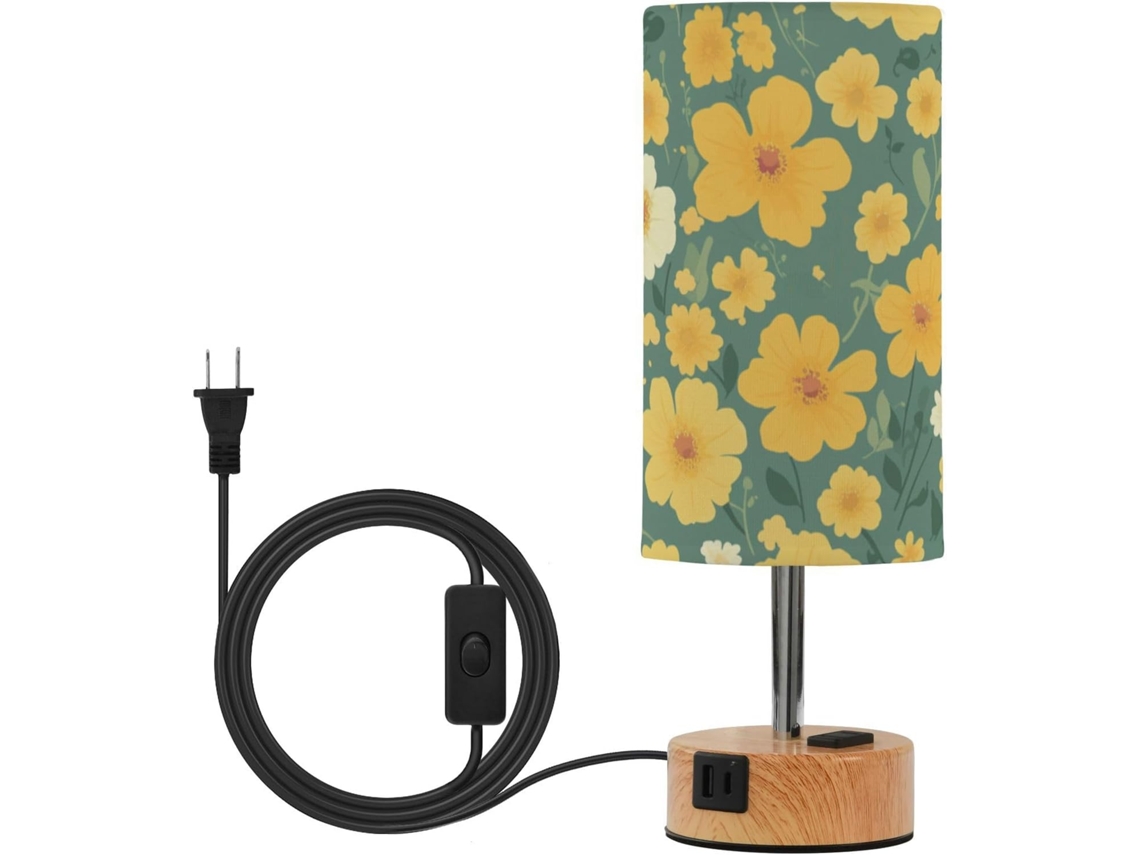 Luminária De Mesa Linqin Golden Little Wildflowers Com 3 Níveis Intensidade, Portas Usb C E A 3 Temperaturas De Cor