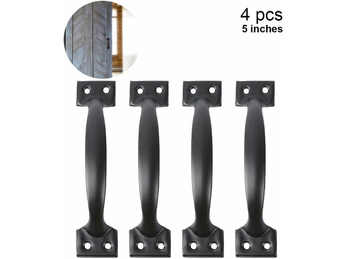 4 Manoplas De Madeira Para Porta De Cerca, Alças De Armário Vintage, 5 Polegadas, Preto