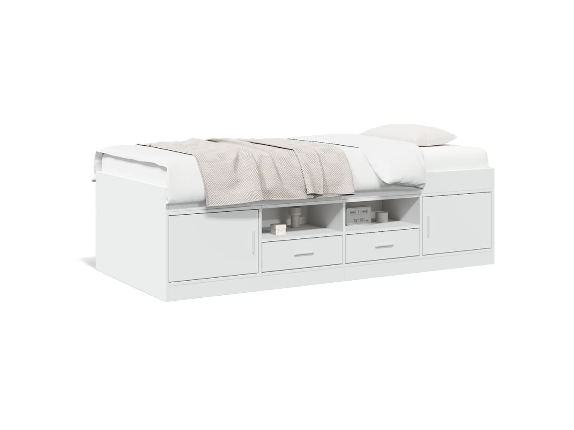 Sofá-cama c/ gavetas VIDAXL derivados de madeira branco (90 x 190 cm)