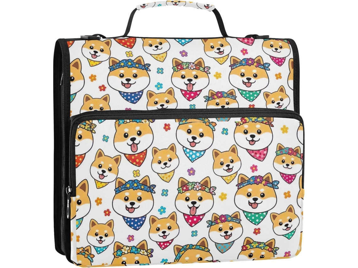 Organizador Fofo De Cachorro Desenho Animado Com Zíper, 3, 8cm, 3 Argolas Em D, Fichário Escolar Com Alça De Ombro