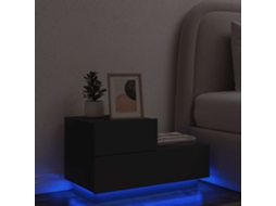 Vidaxl Mesa De Cabeceira Com Luzes Led 70x36x40,5 Cm Preto