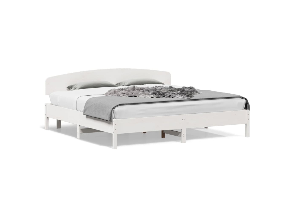 Bed Frame, Bed Frames Vidaxl Branco Madeira De Pinho (200 X 200 Cm)