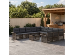 Vidaxl Conjunto De Sofá De Jardim 12 Unid. Cinzento Vime Pe