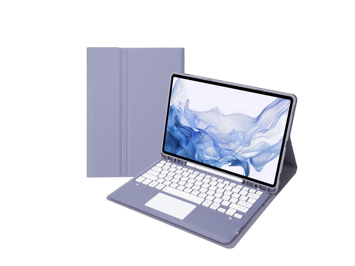 Capa de Teclado Bluetooth para Samsung Tab S9fe Plus 12.4sm x610/616 Teclado Exterior Destacável com Ecrã Sensível Ao Toque,português,roxo XIAOMOYU