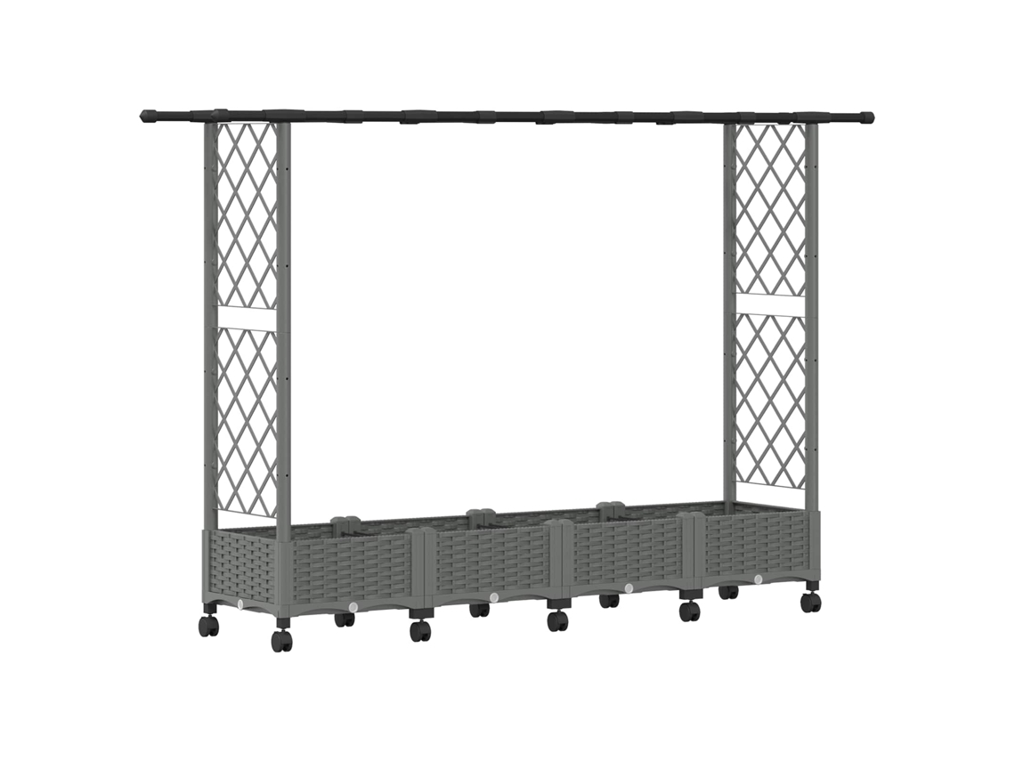 Conjunto 1 Canteiro De Jardim Elevado Vidaxl Cinzento-claro Polipropileno (203 X 40 X 127 Cm)