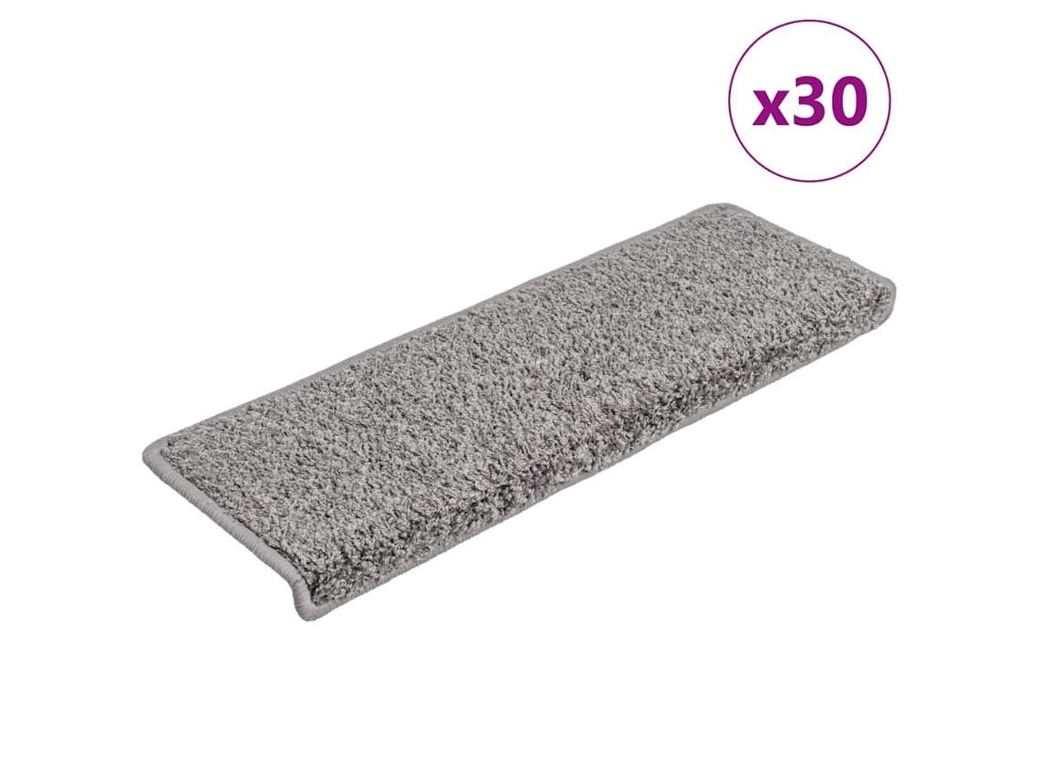 Vidaxl Tapetes De Escada 30 Peças 65x21x4 Cm Cinza Com Borda Retangular