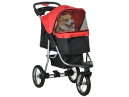 Carrinho dobrável para cachorro, até 10 kg, com janelas de malha, armazenamento, vermelho S/MARCA