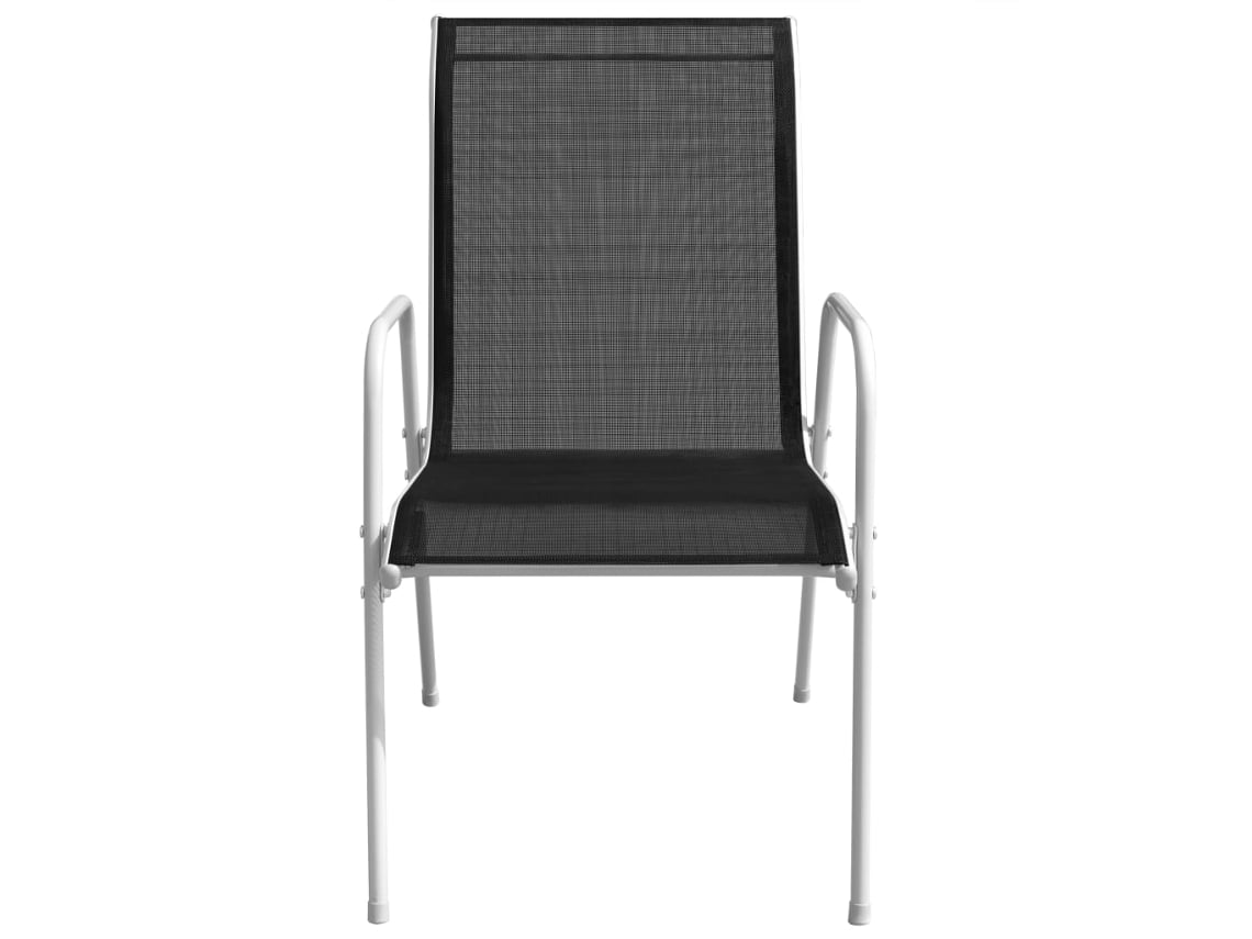 Maison Exclusive - Cadeiras De Jardim Empilháveis 2 Pcs Aço E Textilene Preto