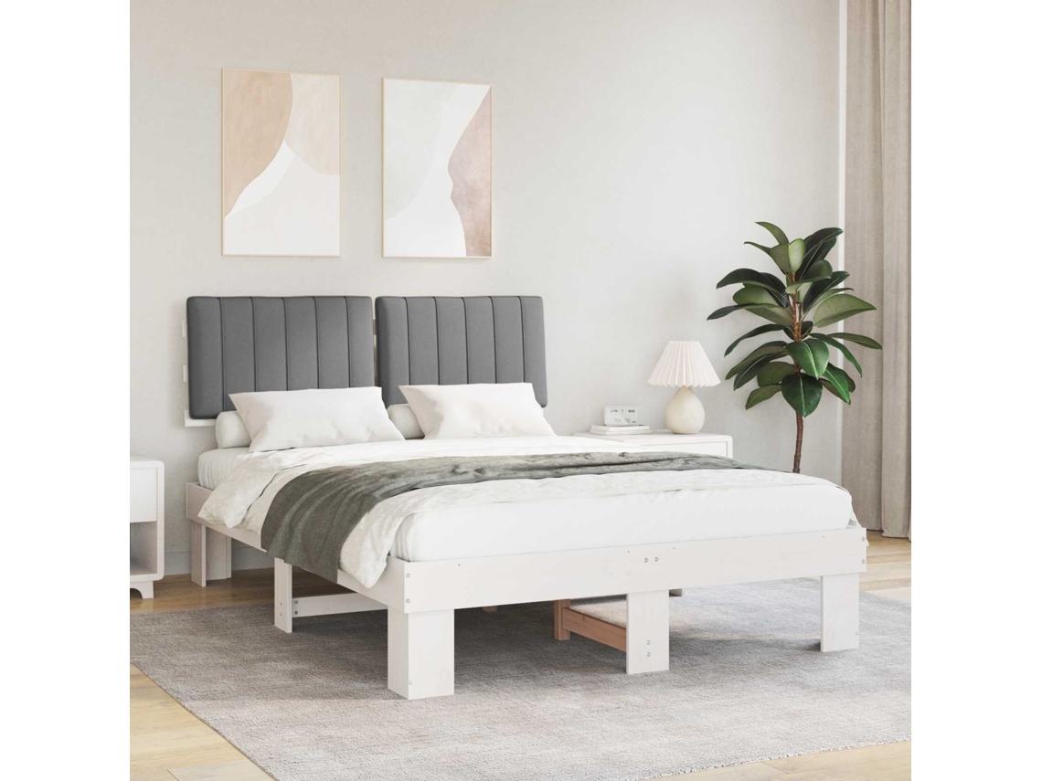 Vidaxl Estrutura De Cama Com Cabeceira Estofada Cinzento-claro