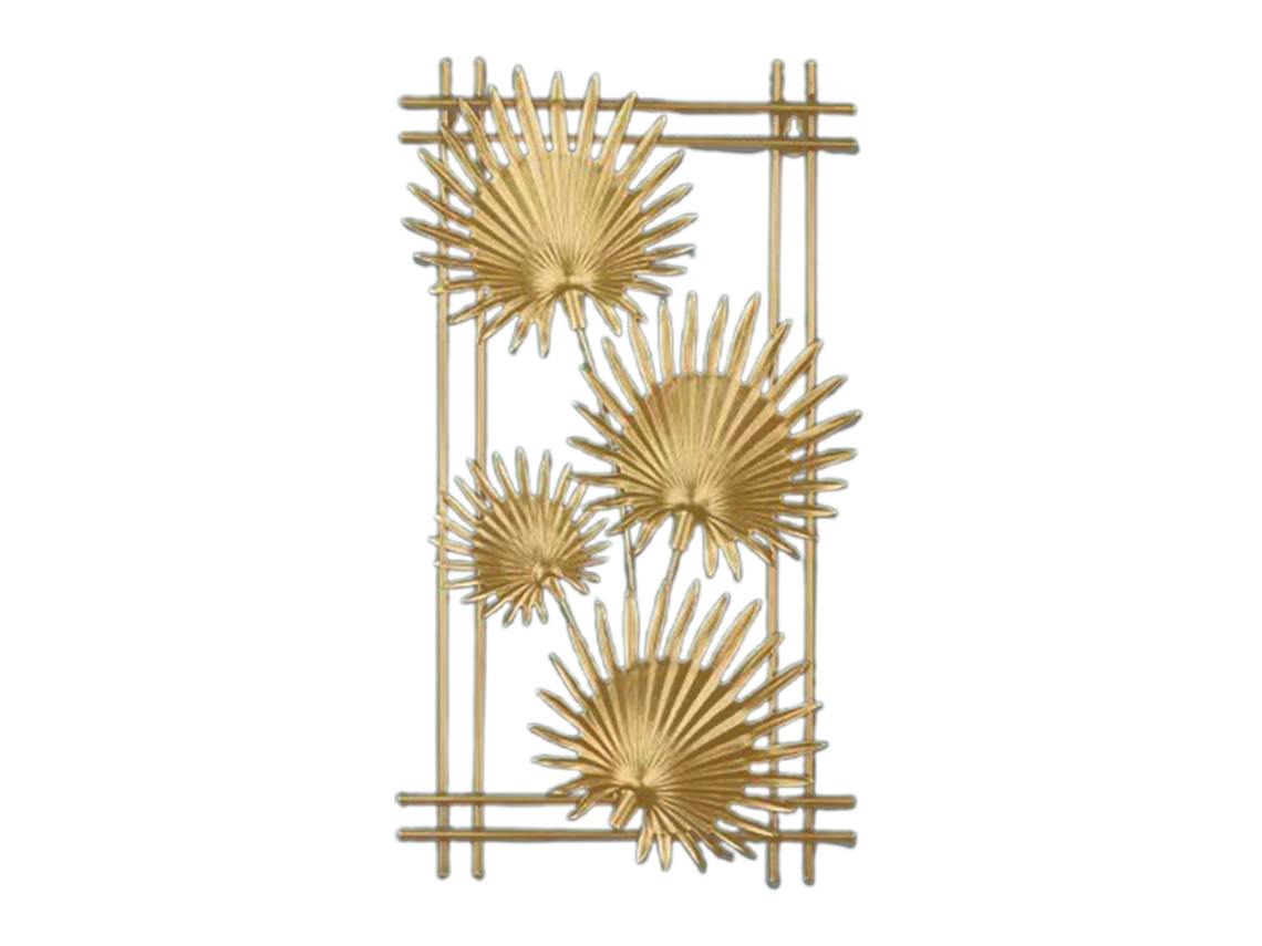 Decoração De Parede Com Folhas Iron Art Da Laxiscreed Para Tv E Entrada, Cor Dourada