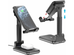 Carregador Duplo Sem Dobrável para iPhone Xr/Xs/SE/8/11 Pro Max YIZHOOD Seda Preto