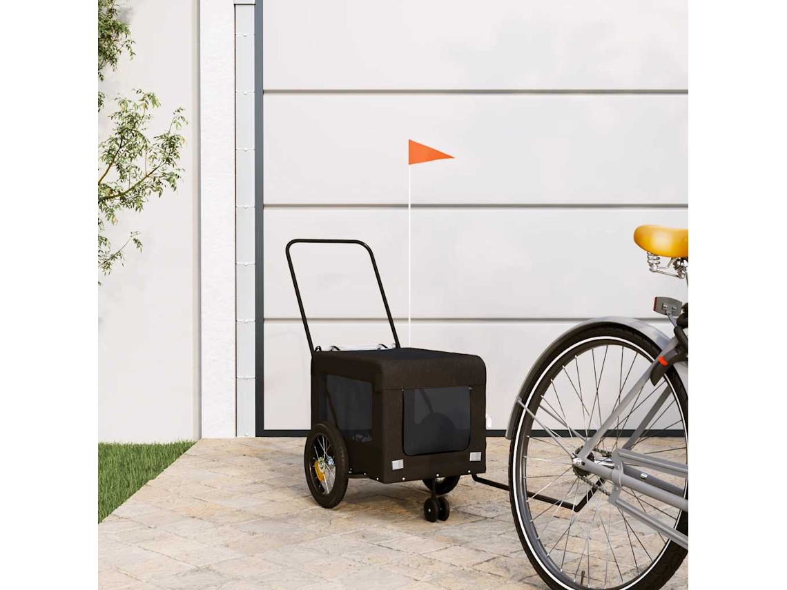 Vidaxl Reboque Bicicleta P/ Animais Tecido Oxford/ferro Preto