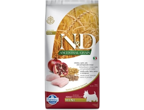 Alimento FARMINA N&D Ancestral grain Cão Adulto Mini - Frango e Romã (Quantidade: 7 Kg)