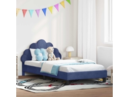 Vidaxl Estrutura De Cama Infantil Com Cabeceira Azul Polícia Veludo