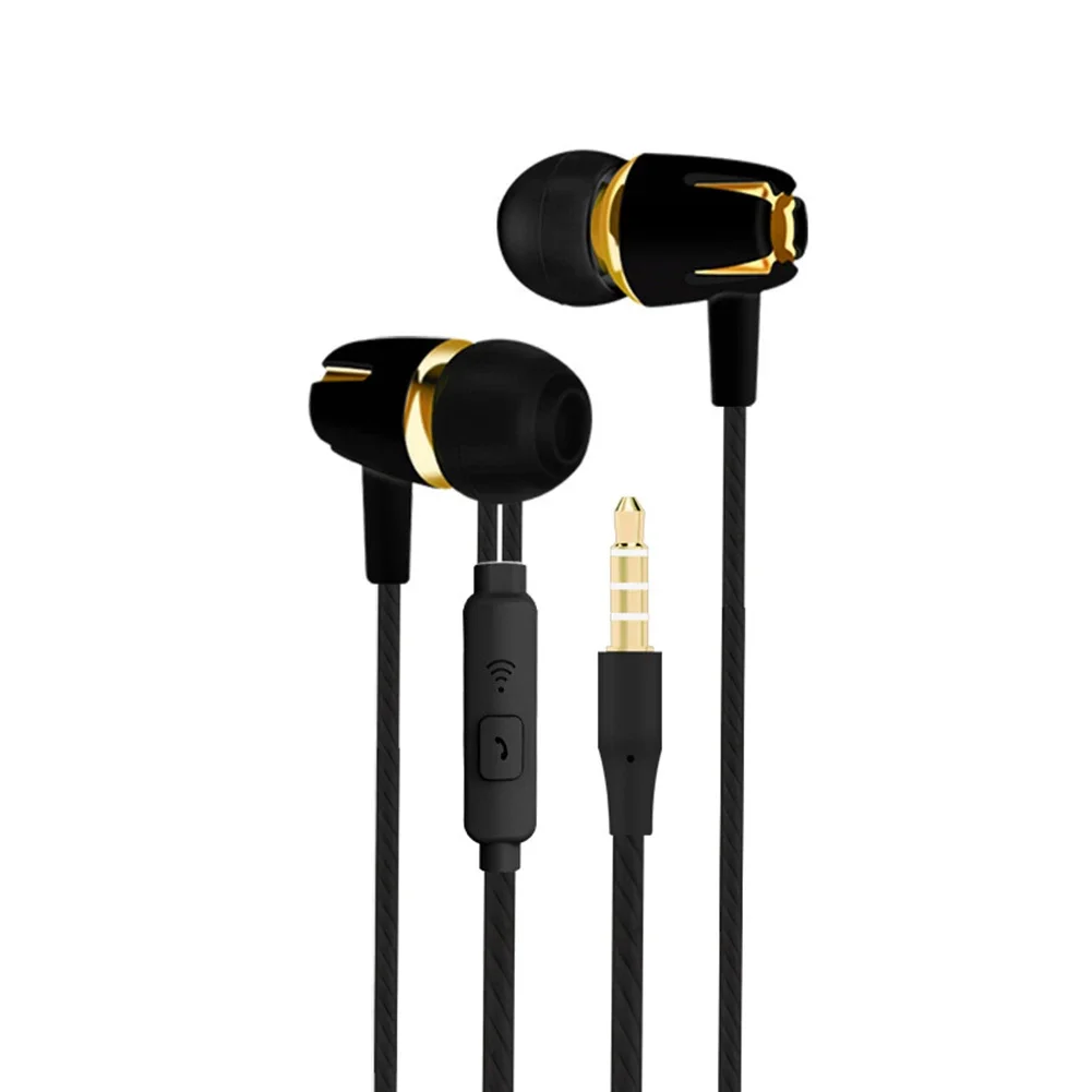 Auriculares Intra com Cancelamento de Ruído e Microfone, Preto e Dourado