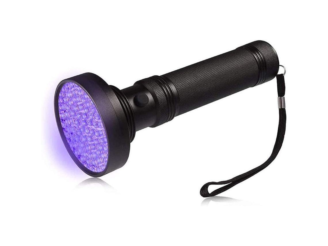 Lanterna Uv Com 100 Leds 395nm Detecta Manchas De Urina De Animais De Estimação Impermeável Preto