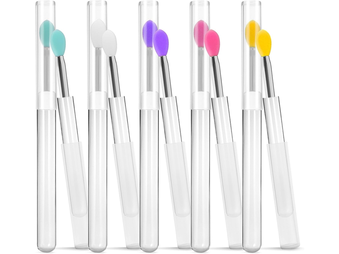 Aplicadores labiais portáteis e multifuncionais de silicone, pacote com 10 unidades.