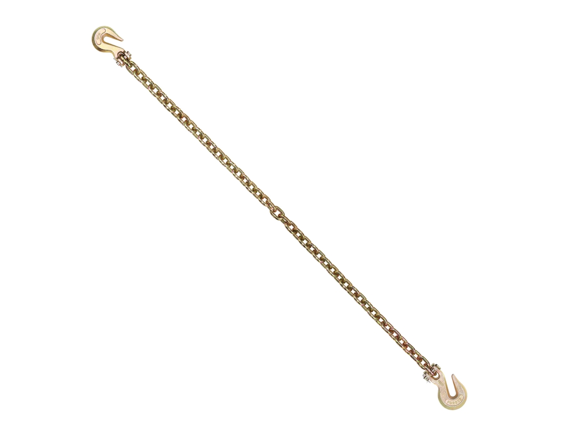 Corrente de Reboque G80 com 2 Ganchos Pressão Garfo, 1 Peça, 10 Mm X 316 Cm, Carga 3,22 Toneladas, Registro Resistente para Transporte Equipamentos