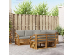 Vidaxl Conjunto De Sofás Para Exterior 7 Unid. Cinza Natural E Claro