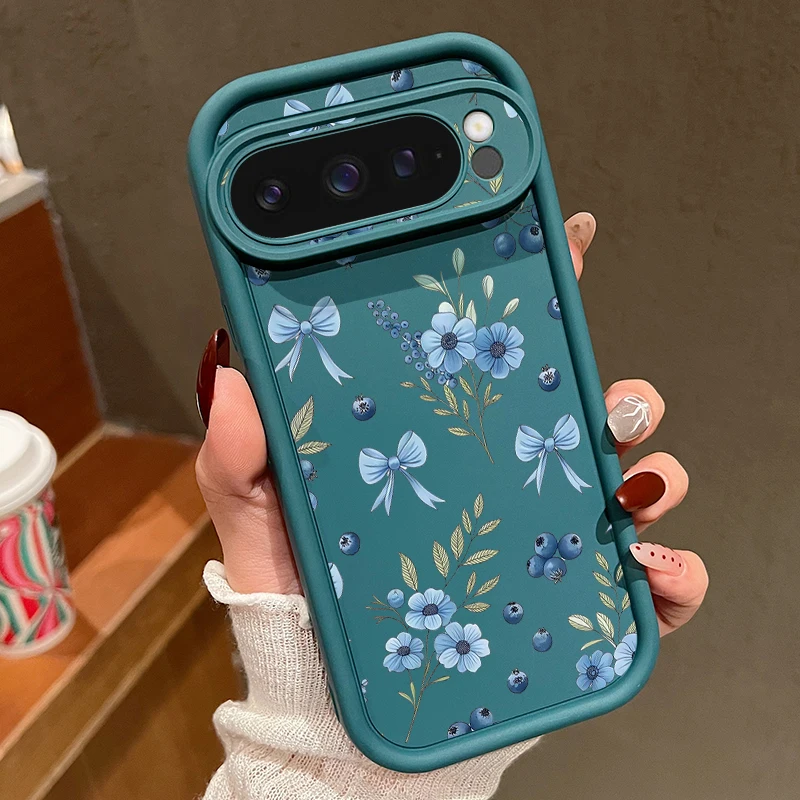 Capa Para Celular Google Pixel 10 Com Estampa De Laço Azul, À Prova De Choque, Em Tpu.