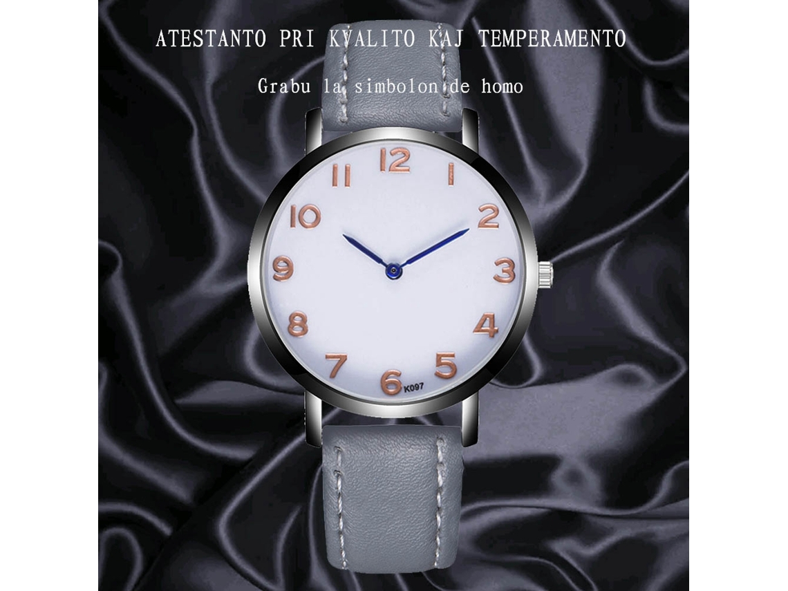 Relógio de Pulso Masculino Zhoulianfa Quartzo Ouro Rosa com Pulseira Pu Cinza