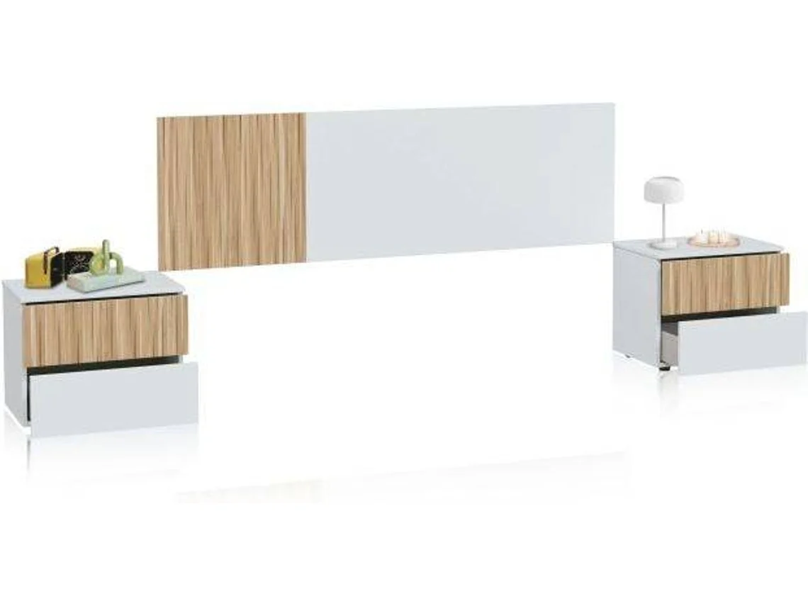Cabeceira de Cama Mesitas Nitza Artik DUEHOME ABS Melamina Branco (166x50x3cm)