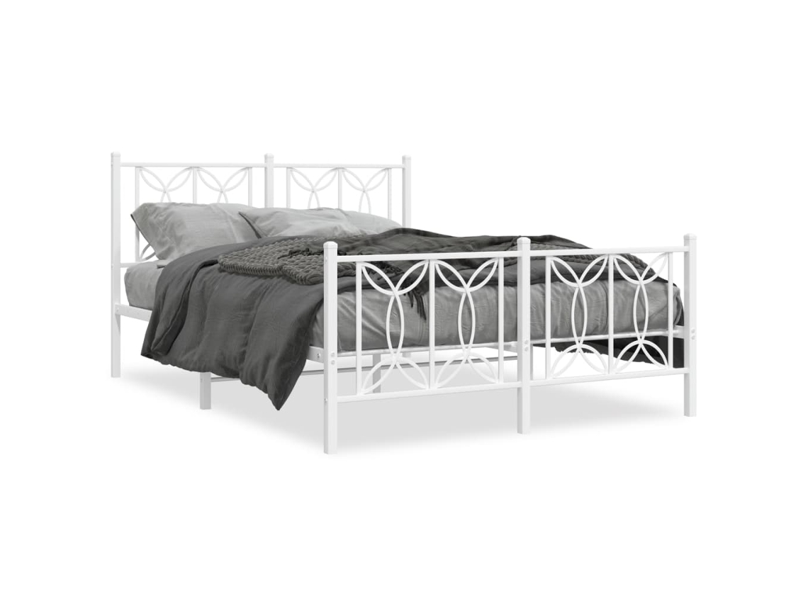 Estrutura de Cama com Cabeceira e Pés Metal Branco MAISON EXCLUSIVE 140x200 cm