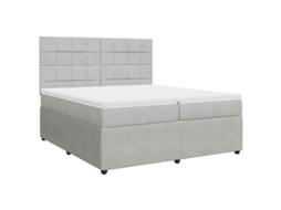 Cama com Molas e Colchão Veludo Cinzento Claro MAISON EXCLUSIVE (200x200 cm)
