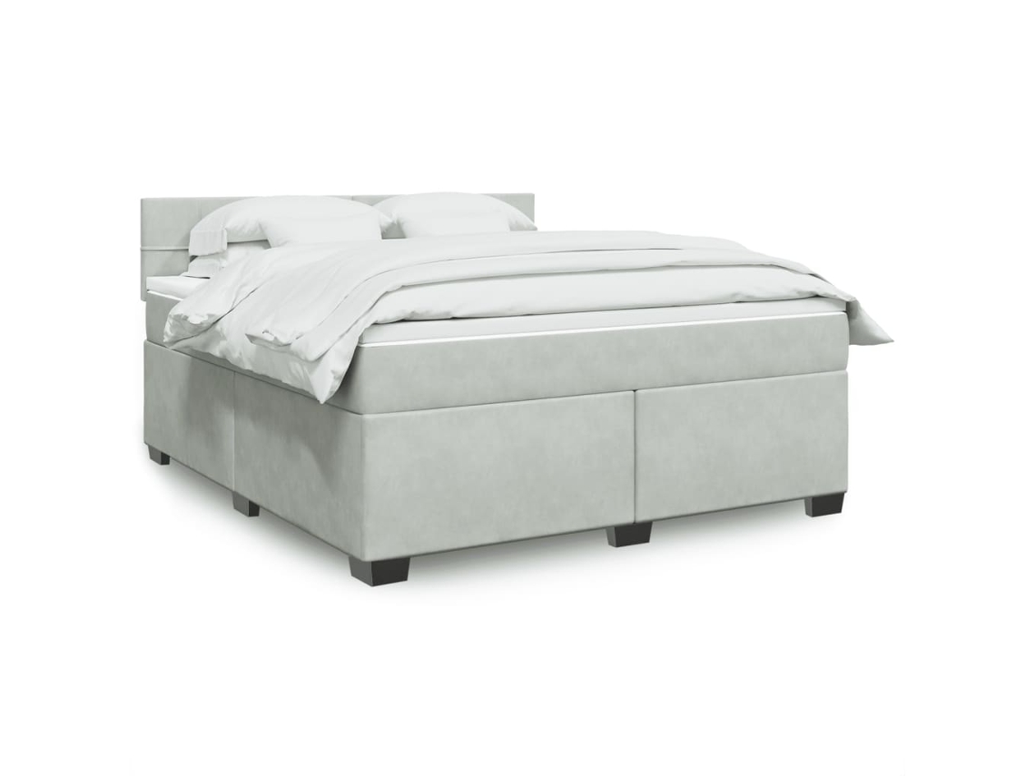 Vidaxl Cama com Molas/colchão 180x200 Cm Veludo Cinzento claro